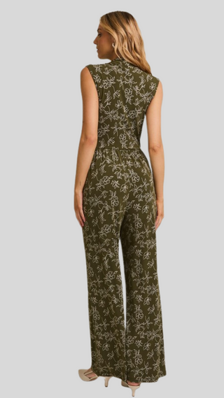 Gretti Olive Floral Jumpsuit