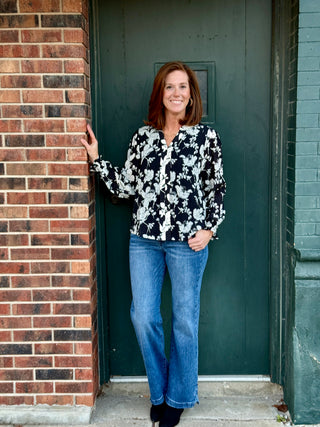 McClain Black/Ivory Print Top