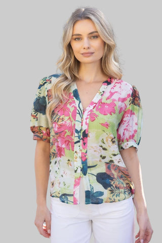 Iris Green Print Top