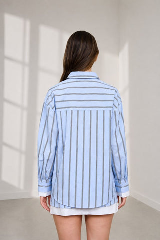 Adeline Blue Button Down Top