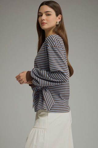 Margie Blue/Brown Stripe Top