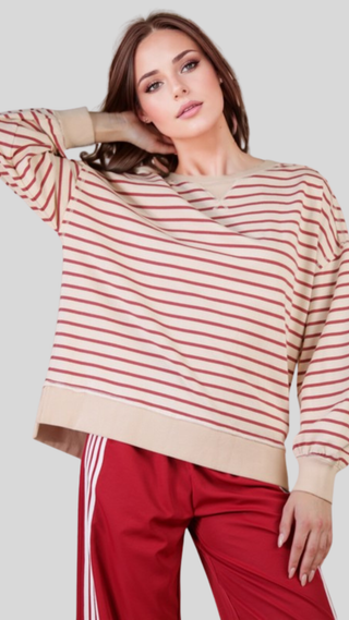 Hallie Beige/Brick Pullover