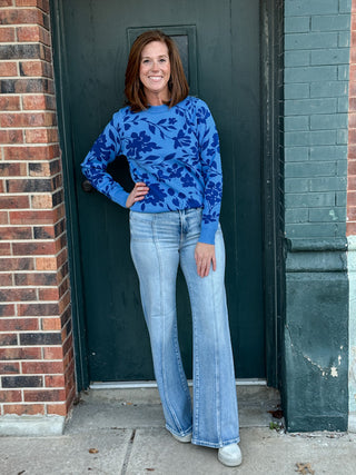 Maeve Blue Print Sweater