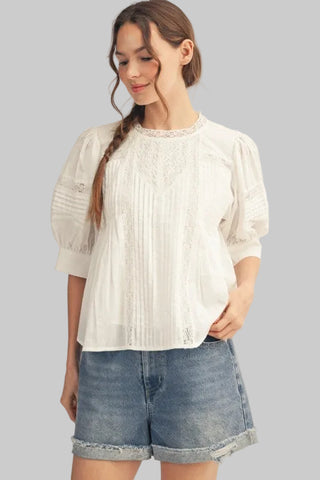 Nora White Lace Top
