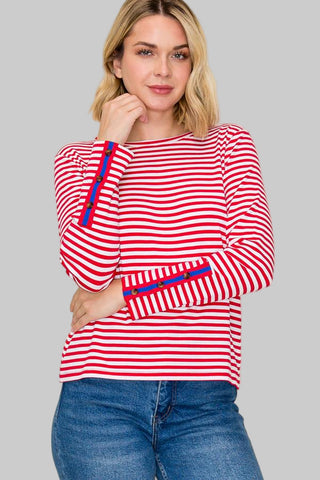 Olivia Red Stripe Top