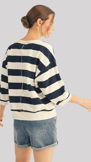 Ginny Navy Stripe Sweatshirt