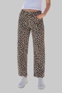 Zoe Leopard Print Barrel Denim