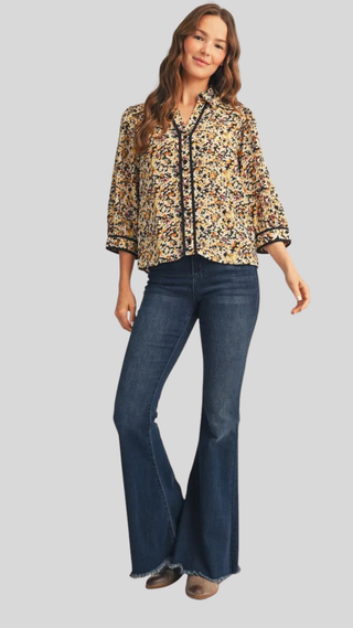Hallie Mustard Floral Top