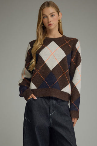 Natalie Brown Argyle Sweater