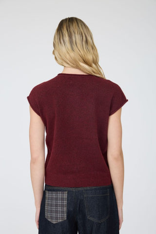 Ivy Wine Sleeveless Cardigan