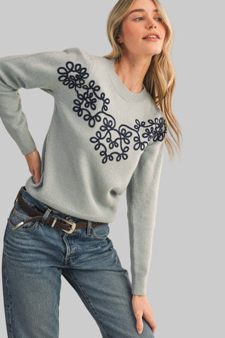 Lydia Blue/Navy Print Sweater