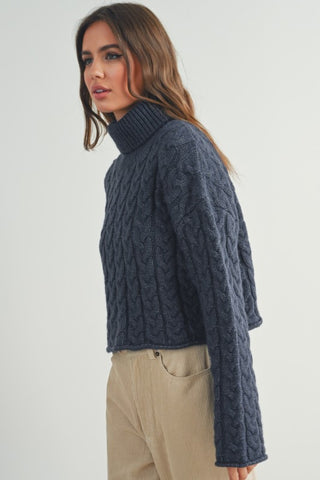 Sonia Navy Braided Sweater