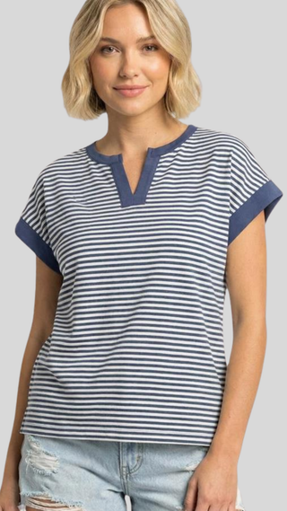 Janelle Denim Stripe Top