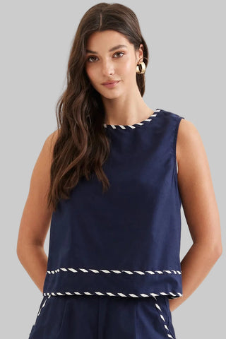 Emily Navy Stitch Tank