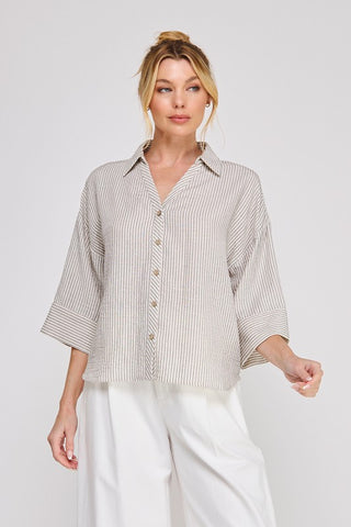 Kendra Stripe Woven Button Down