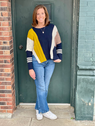 Cheryl Mustard/Navy Sweater