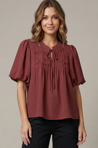 Tiana Dusty Mauve Smocked Top