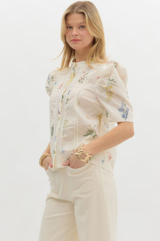 Bailee Cream Print Top