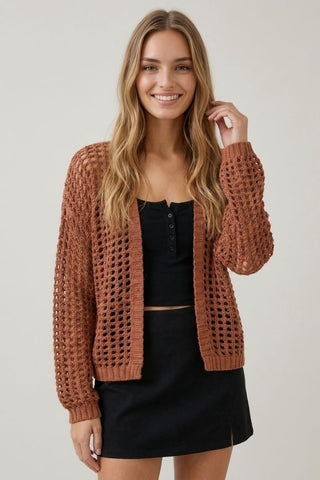 Daidra Clay Open Weave Cardigan