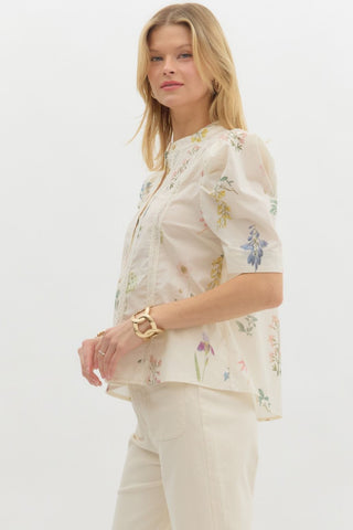 Bailee Cream Print Top