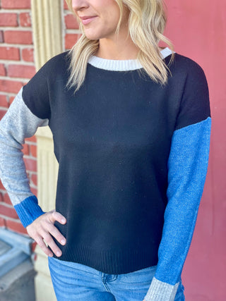 Camden Black/Blue Color Block Sweater