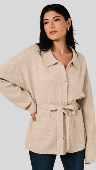 Kelly Oatmeal Button Down Cardigan