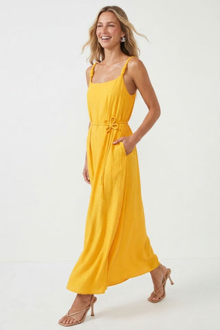 Tia Yellow Maxi With Flower Belt