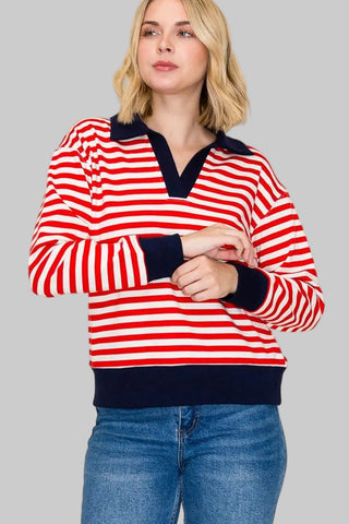Silvia Red Stripe Pullover
