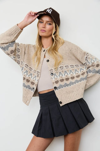 Rena Oatmeal Fair Isle Cardigan