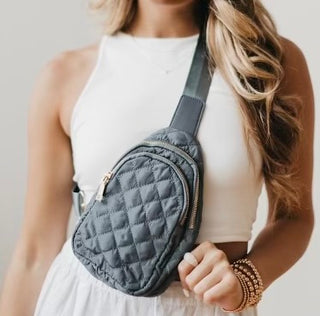 Pinelope Grey Puffer Bag