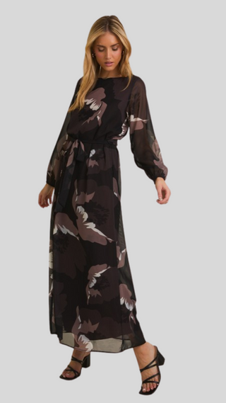 Lucy Black Print Dress
