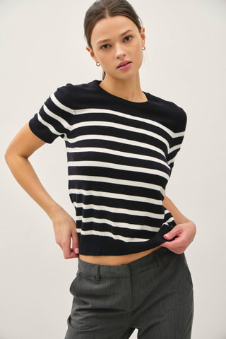 Rachel Black/Ivory Stripe Sweater