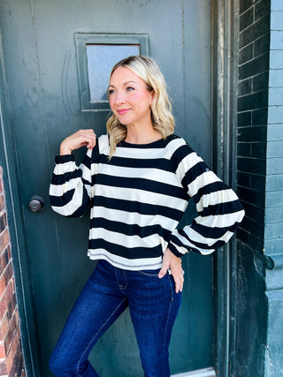 Kaia Black Stripe Top