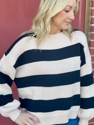 Maeve Black/Cream Sweater