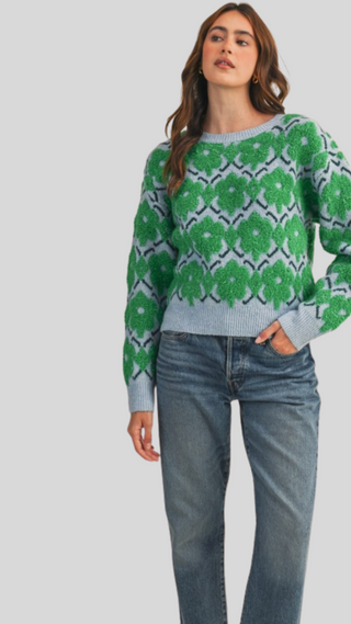 Layla Blue/Green Print Sweater