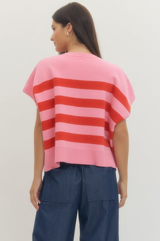 Finley Pink & Red Sweater