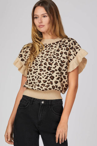 Reba Taupe Animal Print Sweater