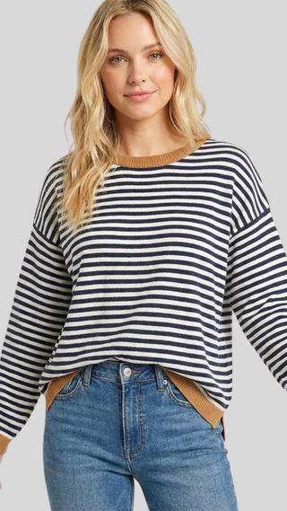 Olivia Navy/Camel Stripe Sweater