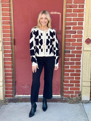 Harlow Black/Cream Tie Sweater