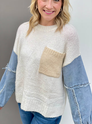 Isabel Cream With Denim Sweater