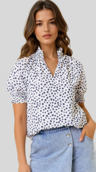 Kerry Navy Dot Top