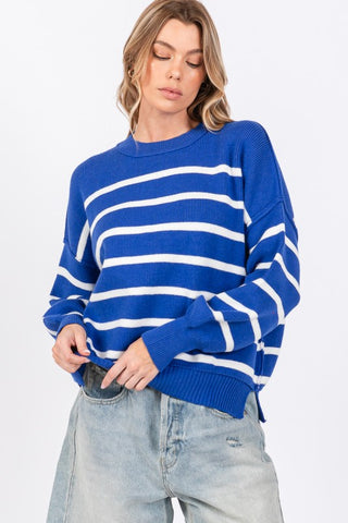 Marty Royal/White Stripe Sweater