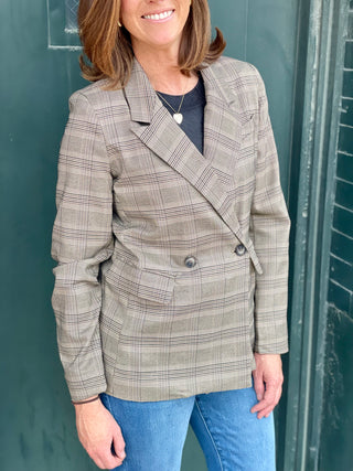 Tanya Khaki Plaid Blazer