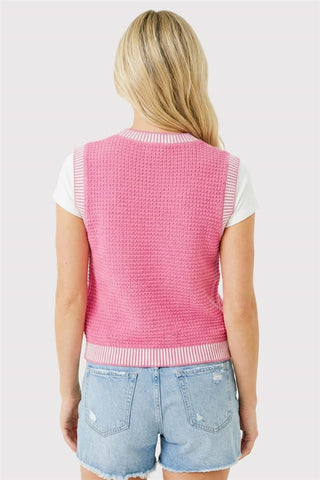 Morgan Pink Stitch Sleeveless Sweater