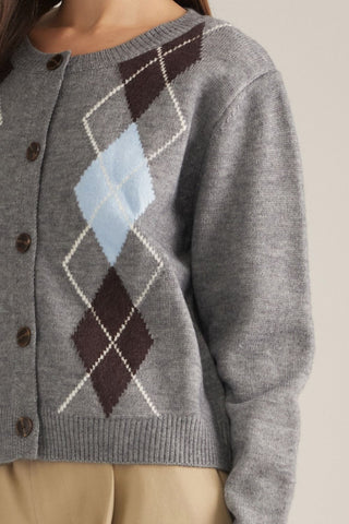 Ailany Grey Argyle Sweater