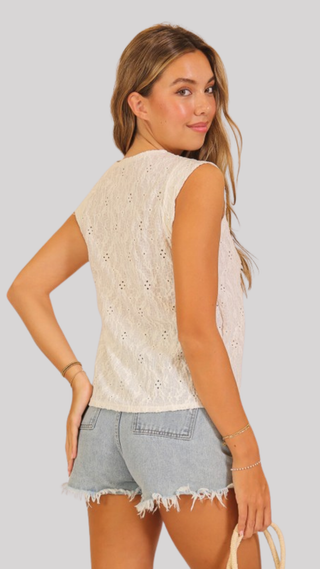 Melanie Cream Eyelet Top