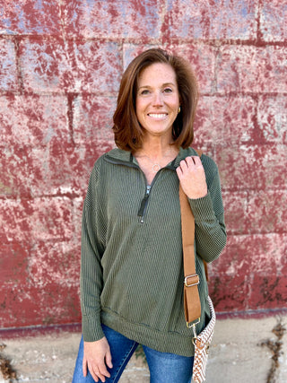 Trista Green Zip Pullover