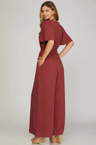 Alexa Brick Red Jumpsuit