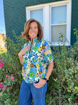 Meadow Blue Print Top