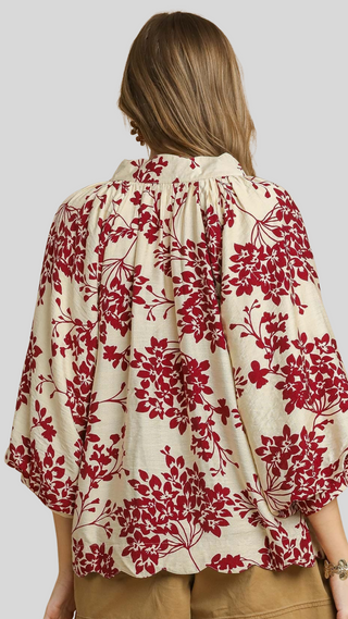 Heidi Garnet Print Top
